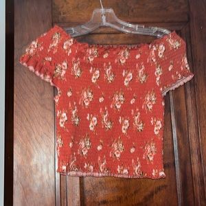 Rue 21, Tight fitted floral red crop top, Large